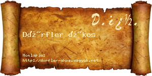 Dörfler Ákos névjegykártya